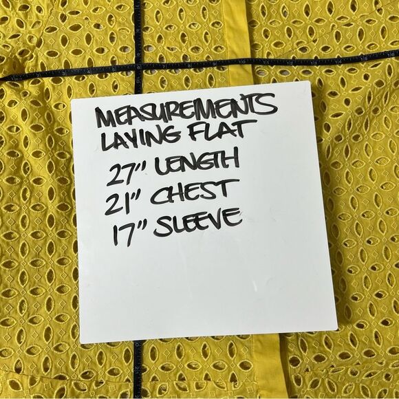 Bogner Women’s Size 12 Eyelet Yellow Button Front Jacket Three Quarter Sleeve - Picture 10 of 11